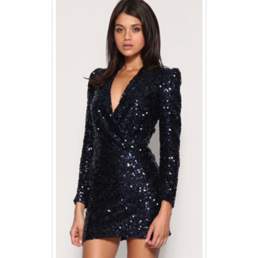 French Connection 'Samantha' Sequin Dress Black Sz 2